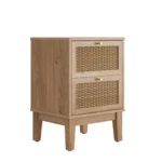 Lille Rattan Oak Bedside Cabinet - Image 3